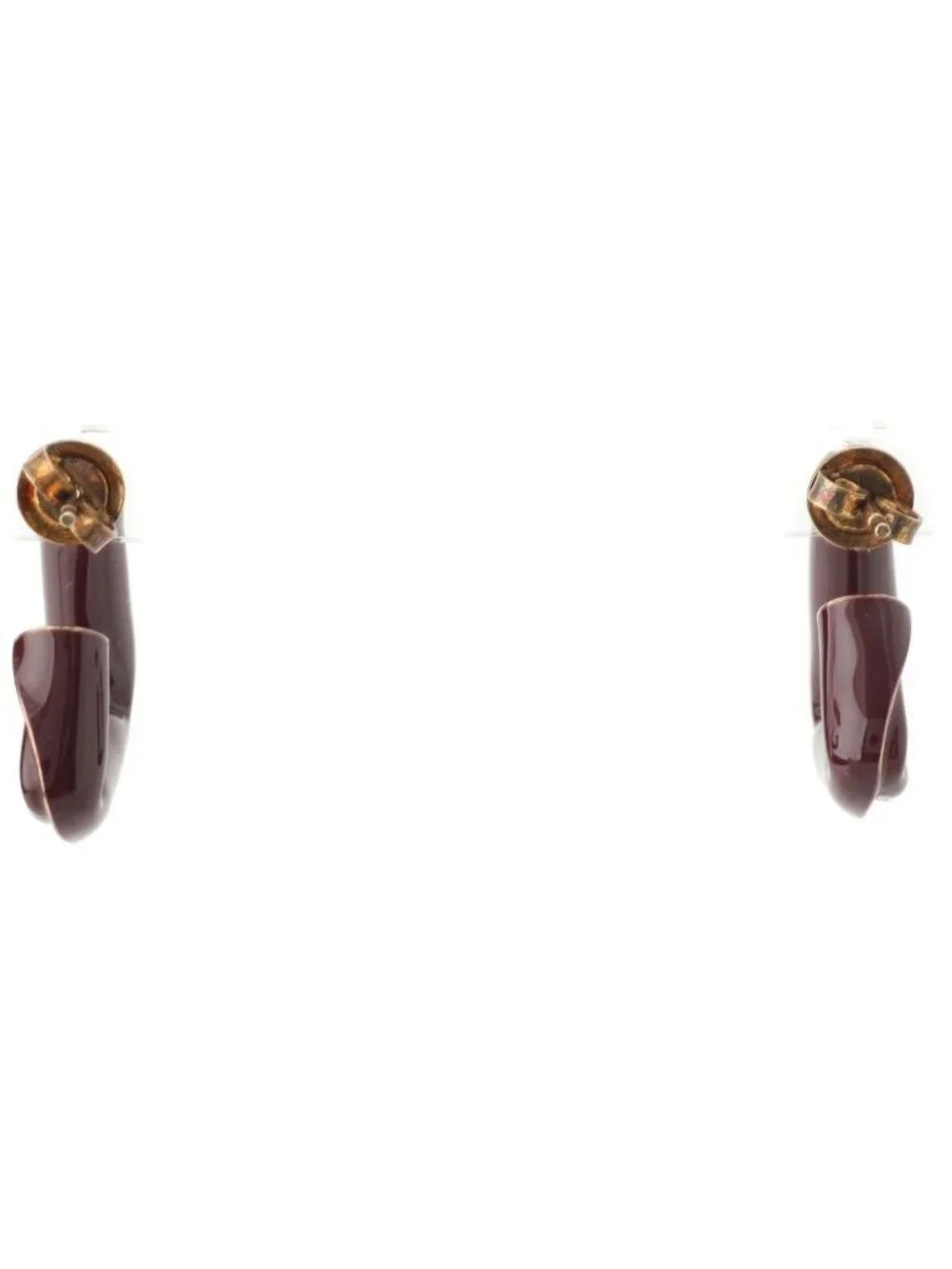 Bottega Veneta Twist Triangle Hoop Earrings 925 Sterling Silver Burgundy
